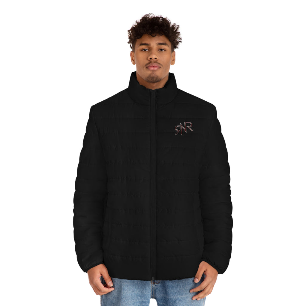 RNR Print Men's Puffer Jacket - Black