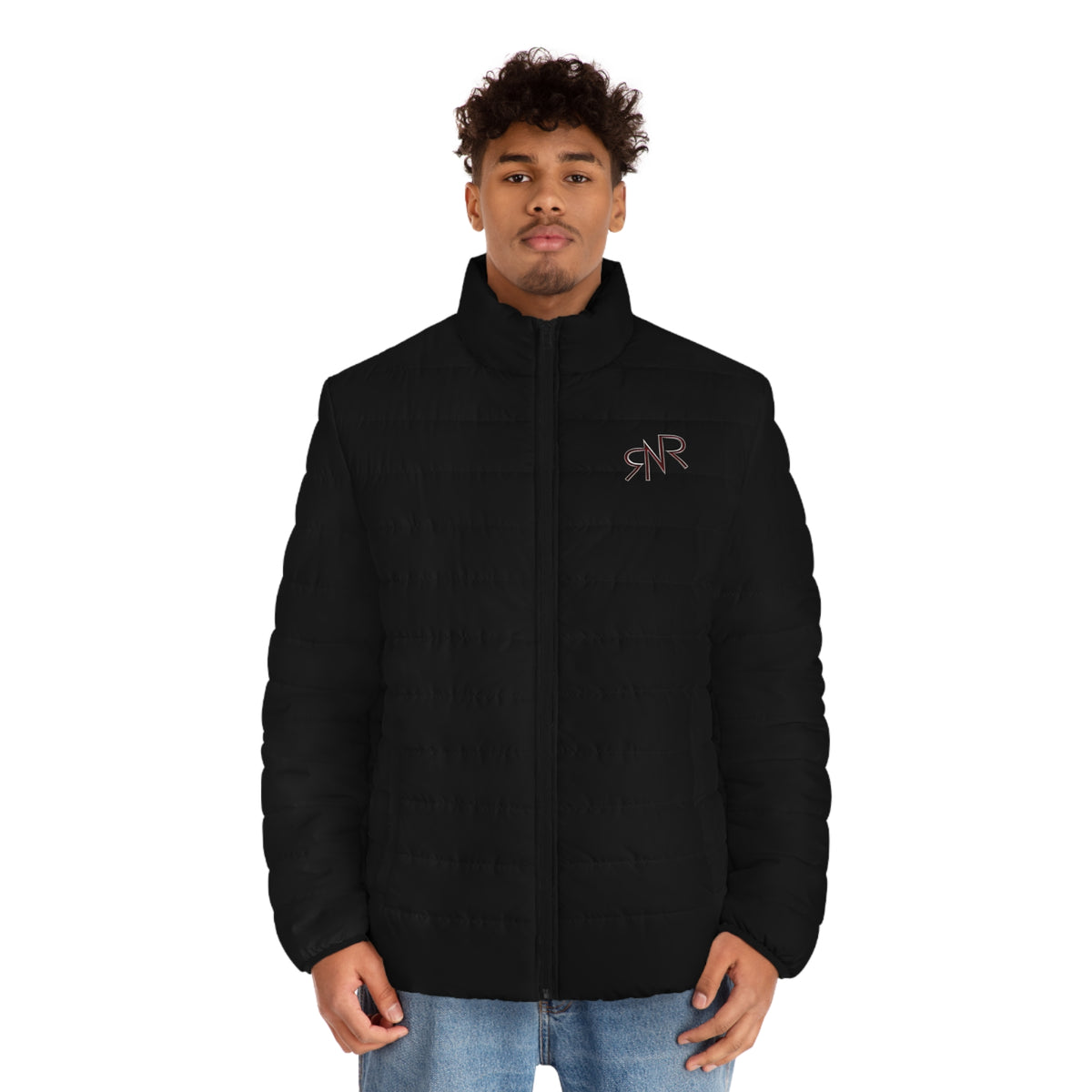 RNR Print Men's Puffer Jacket - Black