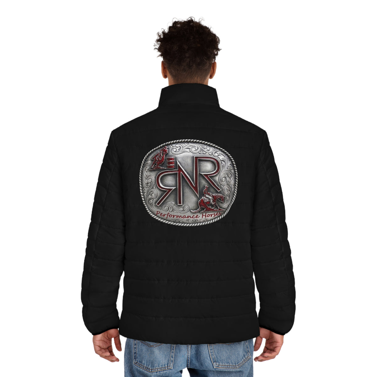 RNR Print Men's Puffer Jacket - Black